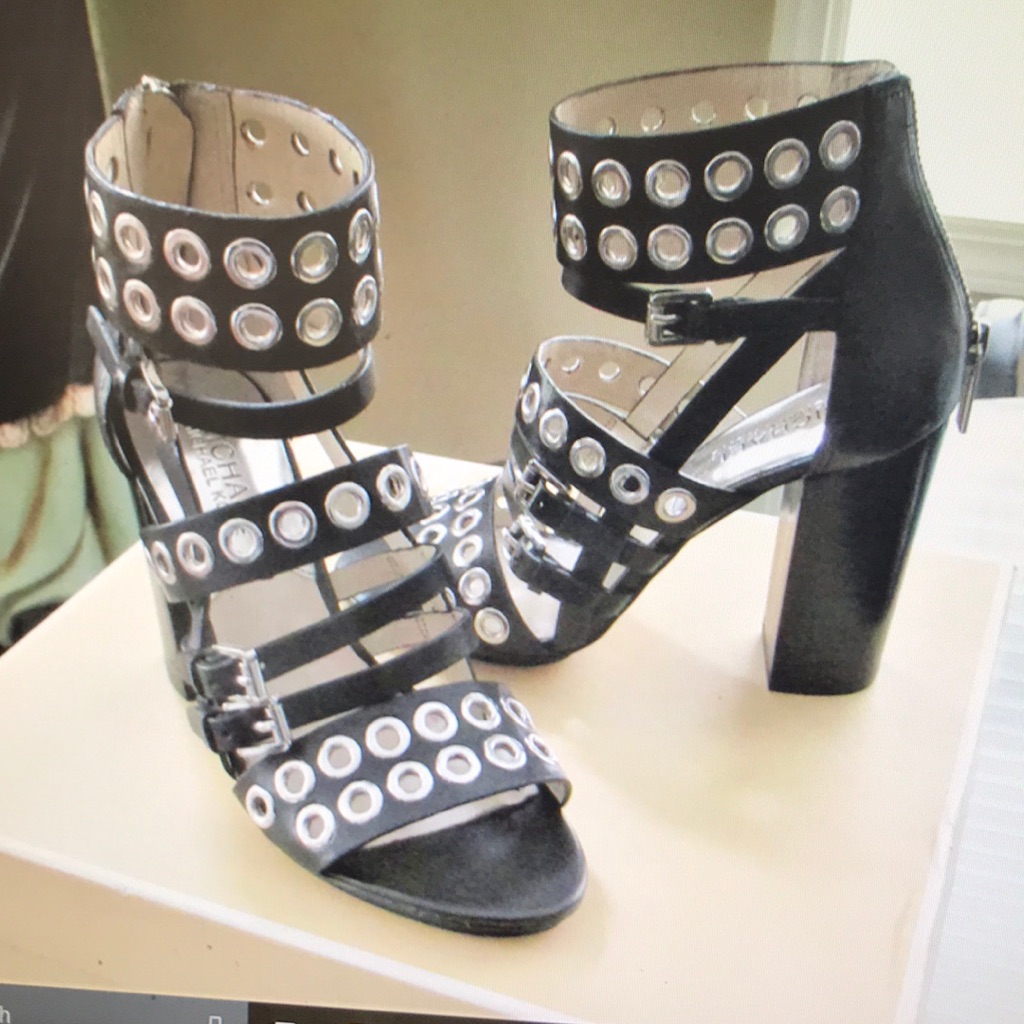 New Michael Kors Maddox Black Sz 5 Heeled Sandals